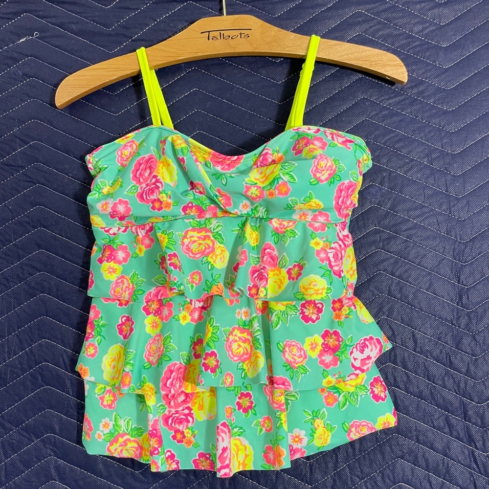 Girl's Justice Tankini Graphic Floral Swim Top